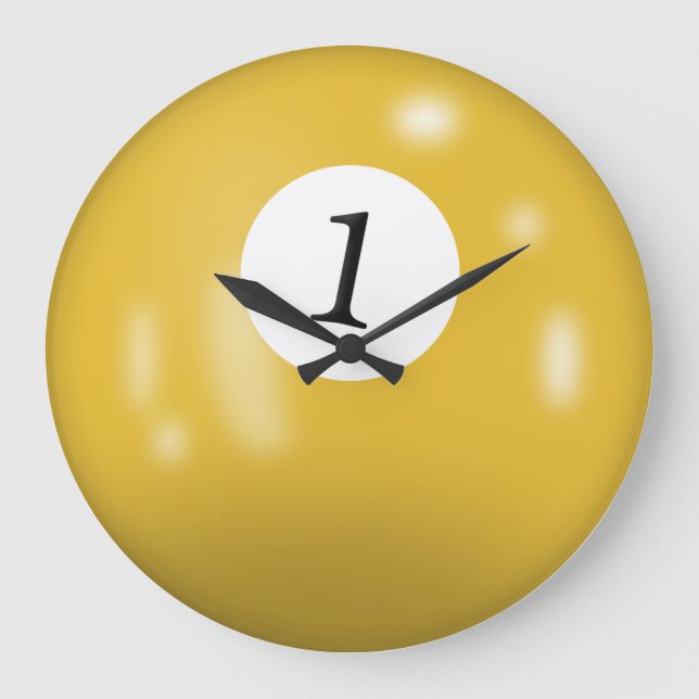 Billiard Ball Number 1  Large Clock (Front)
