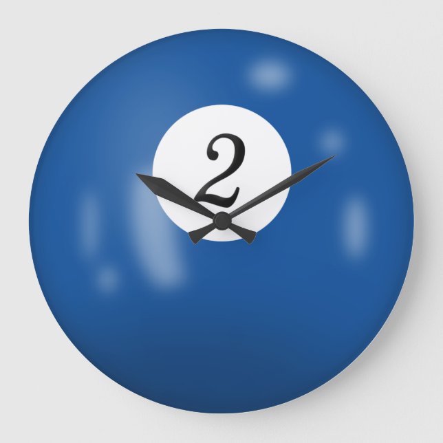 Billiard Ball Number 2  Large Clock (Front)