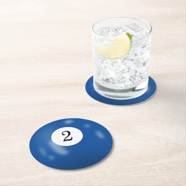 Billiard Ball Number 2 Round Paper Coaster (Insitu)