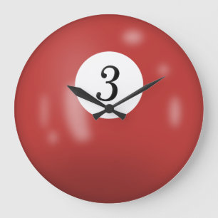Billiard Ball Number 3   Large Clock