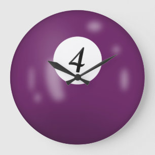 Billiard Ball Number 4 Large Clock
