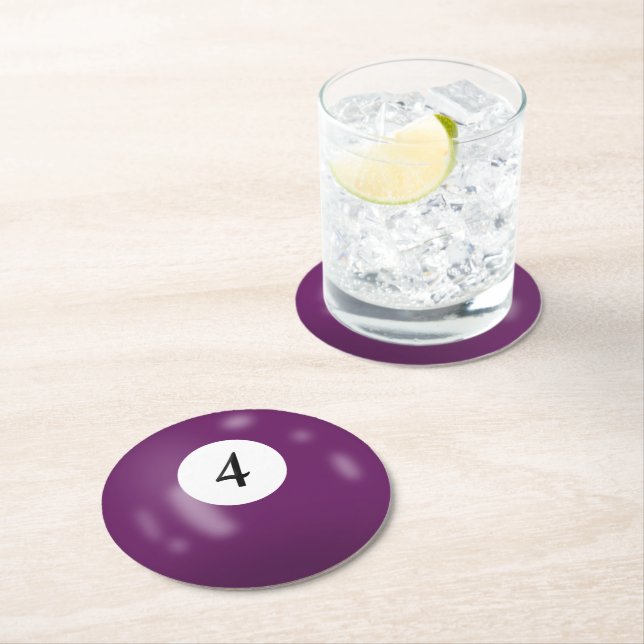 Billiard Ball Number 4 Round Paper Coaster (Insitu)