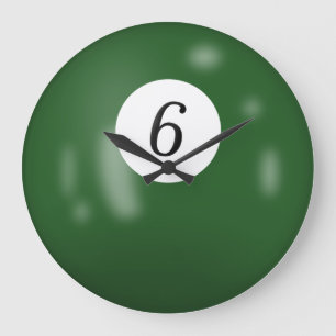 Billiard Ball Number 6 Large Clock