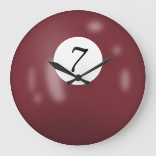 Billiard Ball Number 7 Large Clock