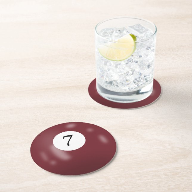 Billiard Ball Number 7 Round Paper Coaster (Insitu)