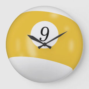 Billiard Ball Number 9 Large Clock