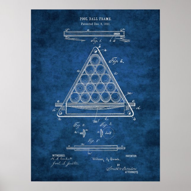 Billiard Ball Patent Art #3 Rec Room Wall Art (Front)
