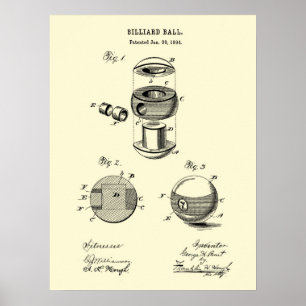 Billiard ball patent wall art print #2 Pool decor