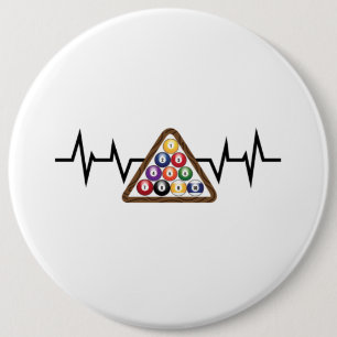 Billiard Ball Rack Heartbeat 6 Cm Round Badge