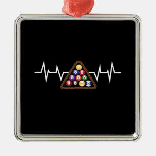 Billiard Ball Rack Heartbeat Metal Ornament