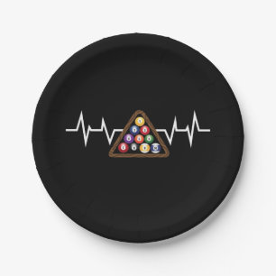 Billiard Ball Rack Heartbeat Paper Plate