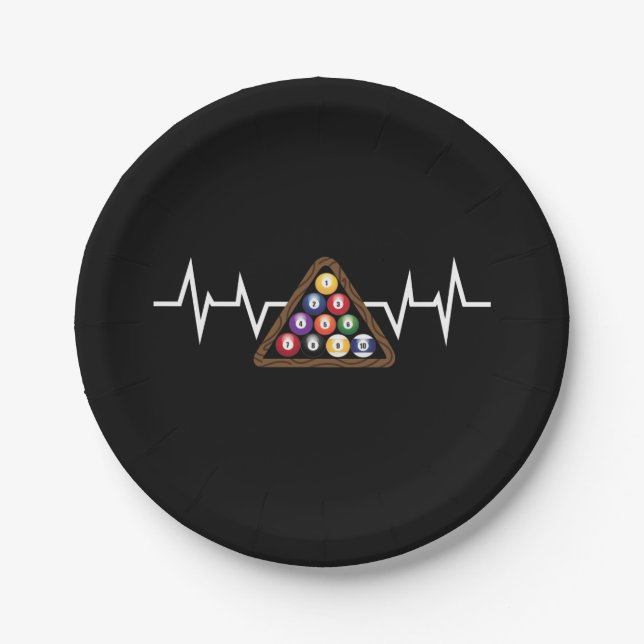 Billiard Ball Rack Heartbeat Paper Plate (Front)