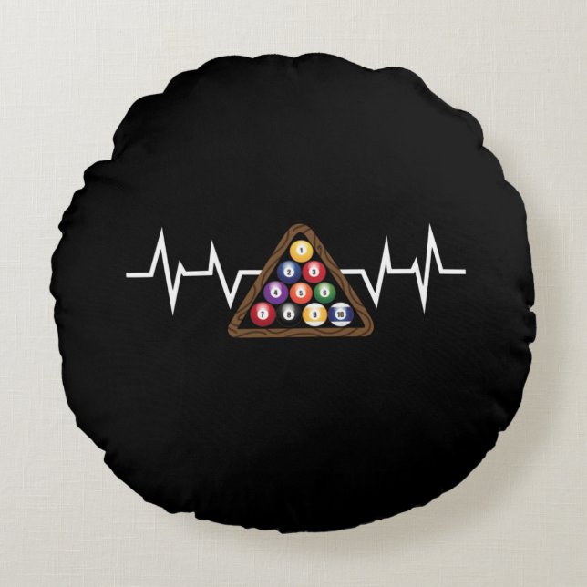 Billiard Ball Rack Heartbeat Round Cushion (Front)