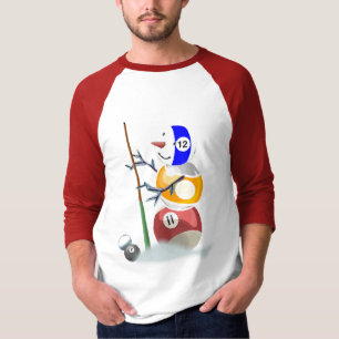 Billiard Ball Snowman Christmas T-Shirt