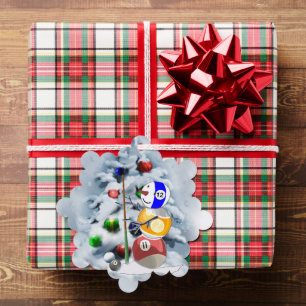 Billiard Ball Snowman Christmas Tree Decoration Card