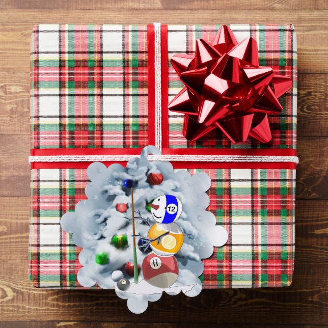 Billiard Ball Snowman Christmas Tree Decoration Card (Insitu (Gift))