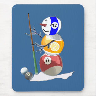 Billiard Ball Snowman Mouse Pad