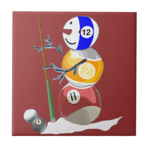 Billiard Ball Snowman Tile
