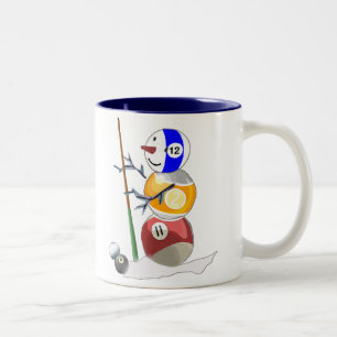 Billiard Ball Snowman Two-Tone Coffee Mug