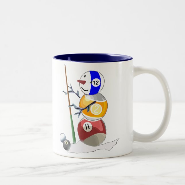 Billiard Ball Snowman Two-Tone Coffee Mug (Right)