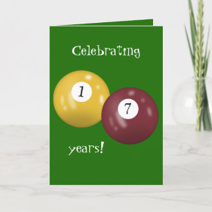 Billiard Balls 17th birthday Card