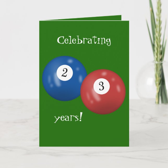Billiard Balls 23rd birthday Card (Front)