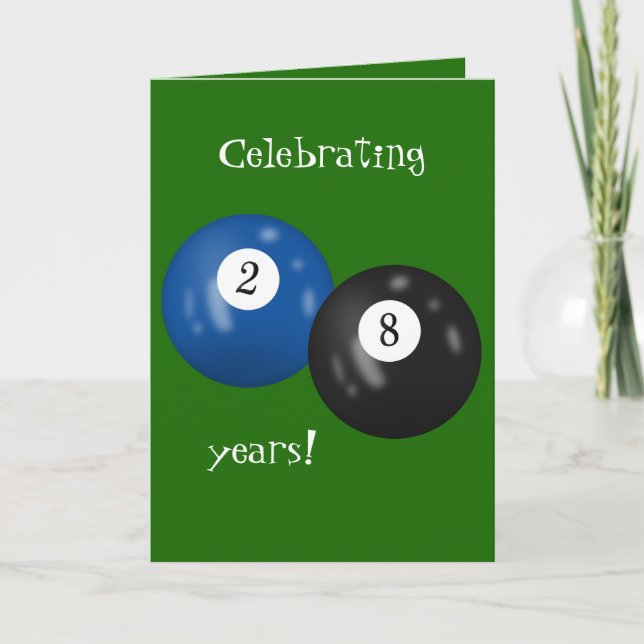 Billiard Balls 28th birthday Card (Front)