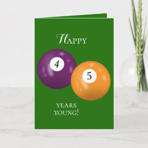 Billiard Balls 45th birthday Card