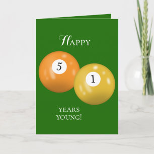 Billiard Balls 51st birthday Card