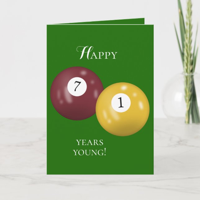 Billiard Balls 71st birthday Card (Front)