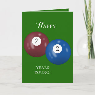 Billiard Balls 72nd birthday Card