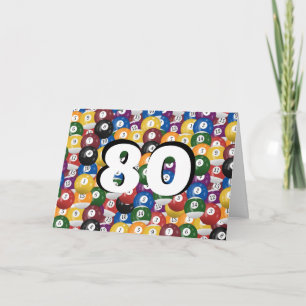 Billiard Balls 80th birthday Card