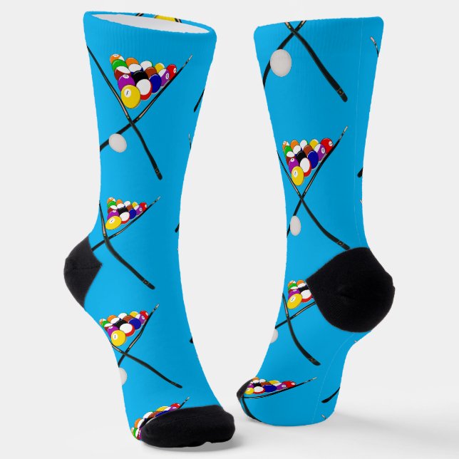 Billiard Balls and Cue Sticks Socks (Angled)