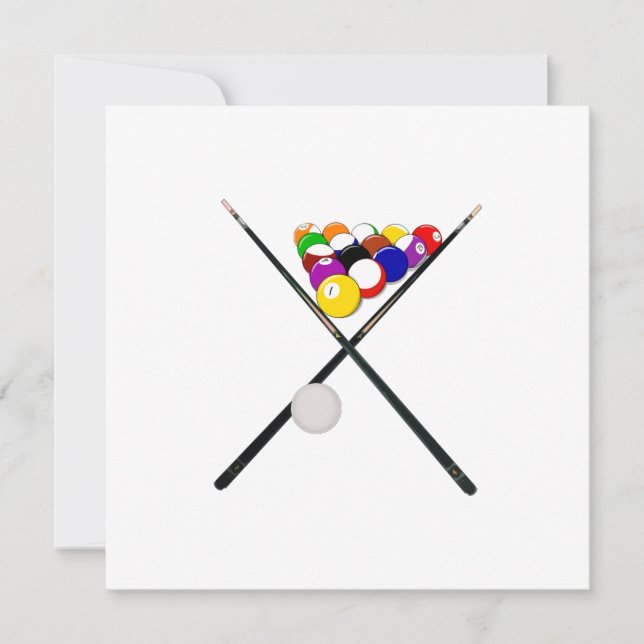 Billiard Balls and Pool Cues Invitation (Front)