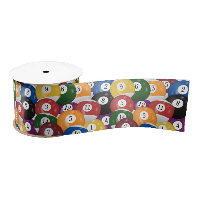Billiard Balls Background Satin Ribbon (Spool)