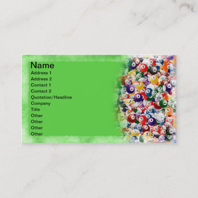 Billiard Balls Business Card (Front)