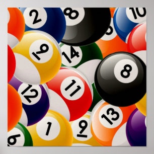 Billiard Balls Collage Poster