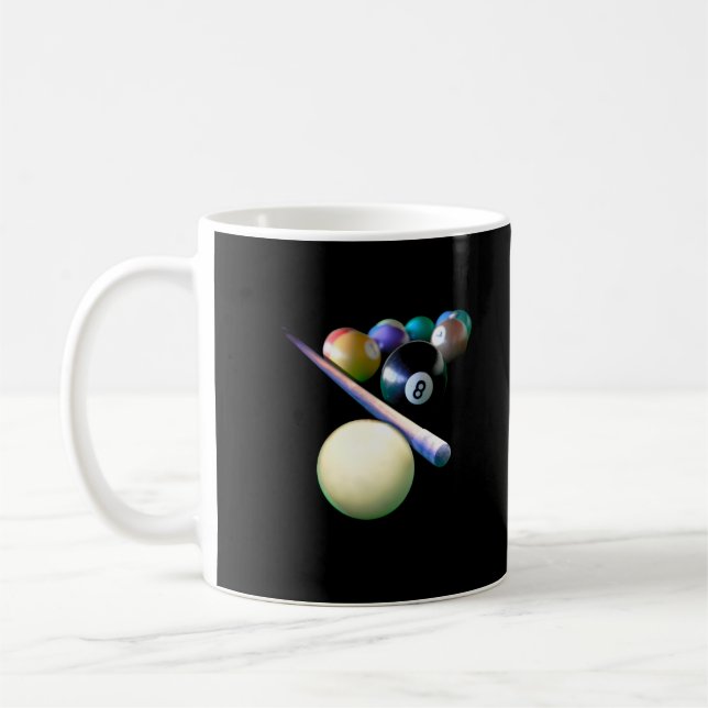 Billiard Balls Cue Snooker Pool Player Coffee Mug (Left)