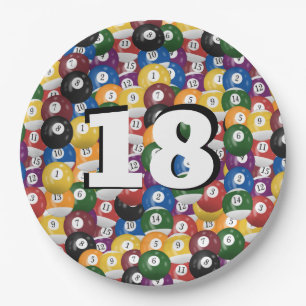 Billiard Balls for 18th birthday Paper Plate