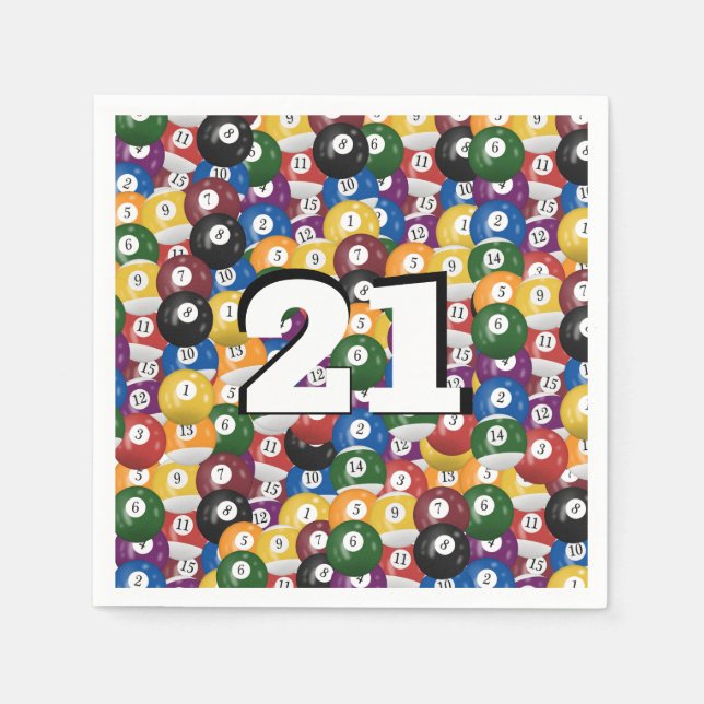 Billiard Balls for 21st birthday Napkin (Front)