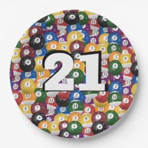 Billiard Balls for 21st birthday Paper Plate