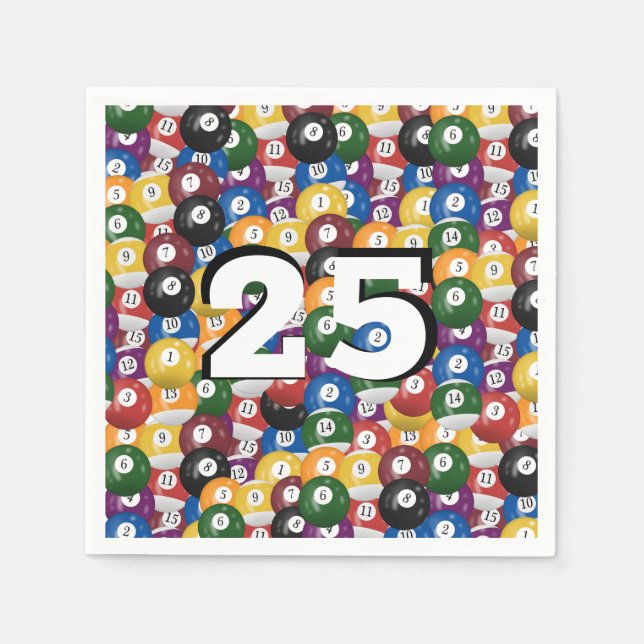 Billiard Balls for 25th birthday Napkin (Front)