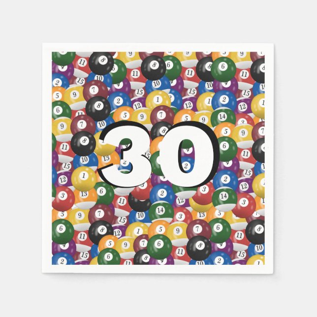 Billiard Balls for 30th birthday Napkin (Front)