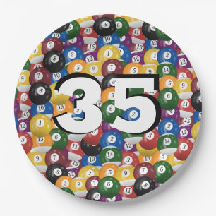 Billiard Balls for 35th birthday Paper Plate