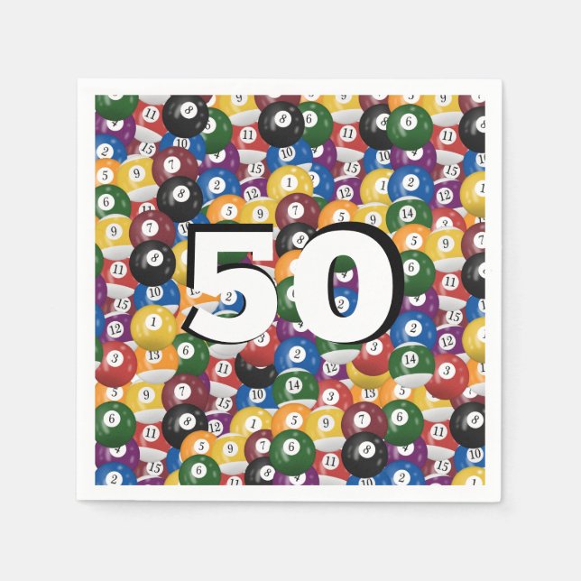 Billiard Balls for 50th birthday Napkin (Front)