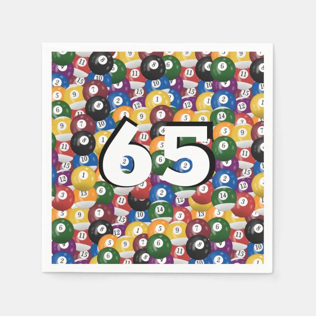 Billiard Balls for 65th birthday Napkin (Front)