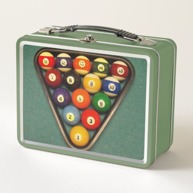 Billiard Balls in the Rack Metal Lunch Box (Front)