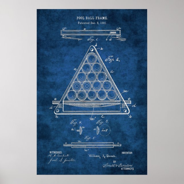 Billiard Balls Patent Art #3 Pool Room Decor (Front)