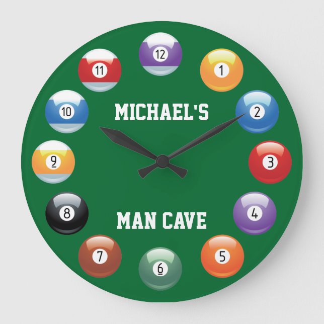 Billiard Balls Personalised Wall Clock (Front)