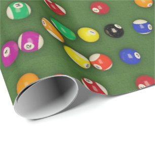 Billiard Balls Pool Balls On Table Print Wrapping Paper